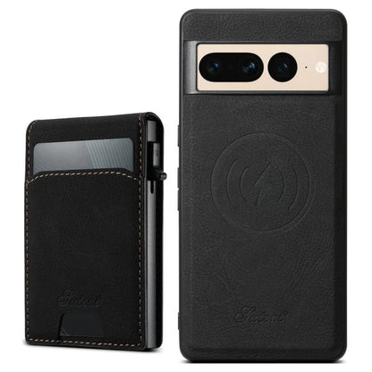 For Google Pixel 7 Pro Suteni H19 Litchi Grain 2-in-1 Removable Card Box Back Phone Case(Black) by Suteni