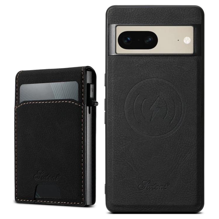 For Google Pixel 7 Suteni H19 Litchi Grain 2-in-1 Removable Card Box Back Phone Case(Black) by Suteni