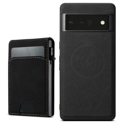 For Google Pixel 6 Pro Suteni H19 Litchi Grain 2-in-1 Removable Card Box Back Phone Case(Black) by Suteni