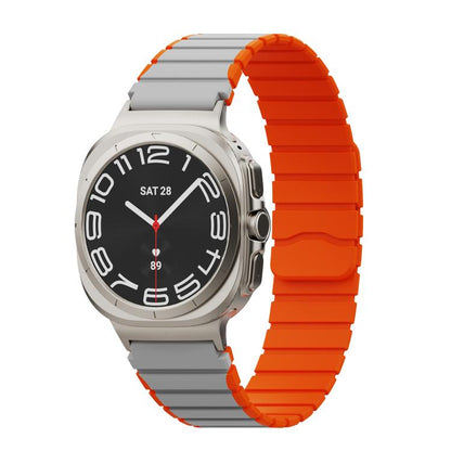 For Samsung Galaxy Watch Ultra 47mm / Ultra 2025 Magnetic Two Color Silicone Watch Band(Gray Orange) by bashfashion