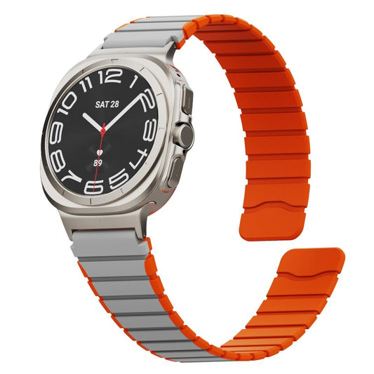 For Samsung Galaxy Watch Ultra 47mm / Ultra 2025 Magnetic Two Color Silicone Watch Band(Gray Orange) by bashfashion