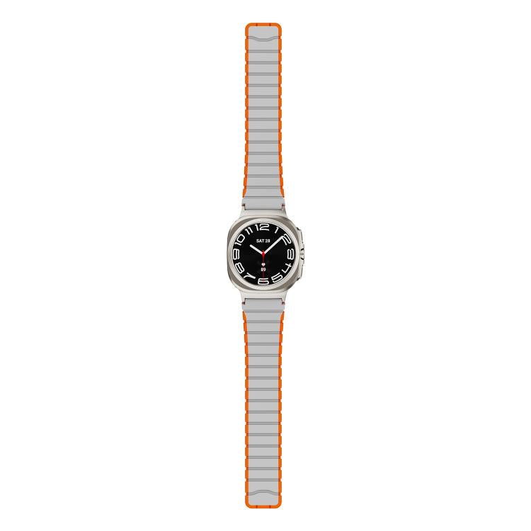 For Samsung Galaxy Watch Ultra 47mm / Ultra 2025 Magnetic Two Color Silicone Watch Band(Gray Orange) by bashfashion