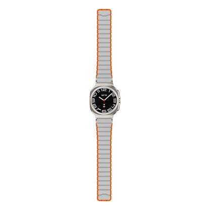 For Samsung Galaxy Watch Ultra 47mm / Ultra 2025 Magnetic Two Color Silicone Watch Band(Gray Orange) by bashfashion