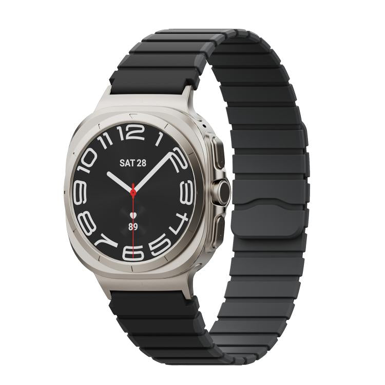 For Samsung Galaxy Watch Ultra 47mm / Ultra 2025 Magnetic Two Color Silicone Watch Band(Black Gray) by bashfashion