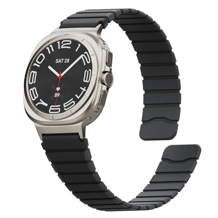 For Samsung Galaxy Watch Ultra 47mm / Ultra 2025 Magnetic Two Color Silicone Watch Band(Black Gray) by bashfashion