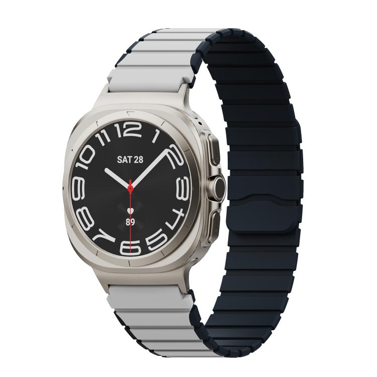 For Samsung Galaxy Watch Ultra 47mm / Ultra 2025 Magnetic Two Color Silicone Watch Band(White Black) by bashfashion