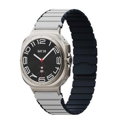 For Samsung Galaxy Watch Ultra 47mm / Ultra 2025 Magnetic Two Color Silicone Watch Band(White Black) by bashfashion