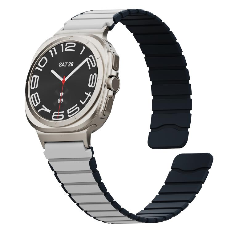 For Samsung Galaxy Watch Ultra 47mm / Ultra 2025 Magnetic Two Color Silicone Watch Band(White Black) by bashfashion