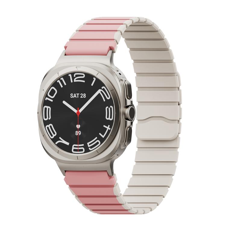 For Samsung Galaxy Watch Ultra 47mm / Ultra 2025 Magnetic Two Color Silicone Watch Band(Pink Starlight) by bashfashion