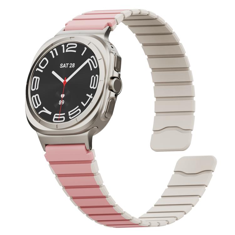 For Samsung Galaxy Watch Ultra 47mm / Ultra 2025 Magnetic Two Color Silicone Watch Band(Pink Starlight) by bashfashion