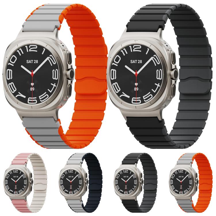 For Samsung Galaxy Watch Ultra 47mm / Ultra 2025 Magnetic Two Color Silicone Watch Band(White Black) by bashfashion