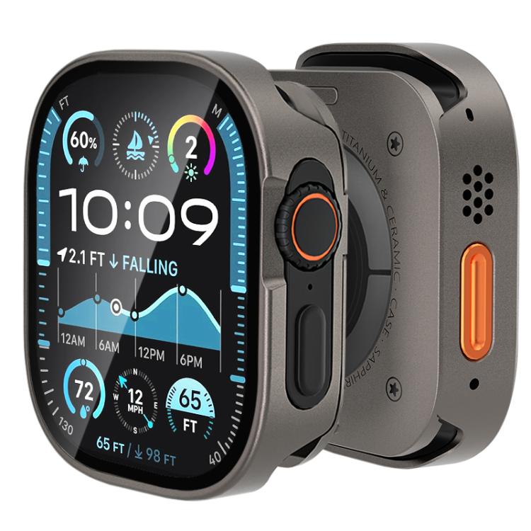 For Apple Watch Ultra 3 / 2 / 1 49mm Tempered Film Integrated Aluminum Watch Case(Titanium) by bashfashion