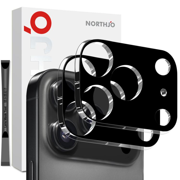 For iPhone 17 Pro Max 2pcs NORTHJO Camera Lens Protector 3D HD Tempered Glass Film(Black) by NORTHJO