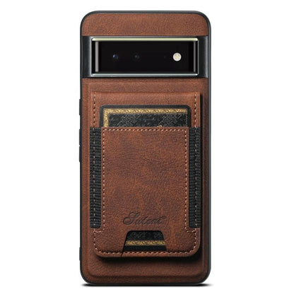 For Google Pixel 6 Suteni H17 Litchi Texture Leather Magnetic Detachable Wallet Phone Case(Brown) by Suteni