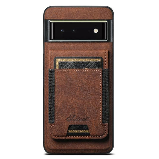 For Google Pixel 6 Suteni H17 Litchi Texture Leather Magnetic Detachable Wallet Phone Case(Brown) by Suteni