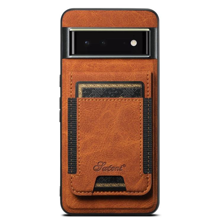 For Google Pixel 6 Suteni H17 Litchi Texture Leather Magnetic Detachable Wallet Phone Case(Khaki) by Suteni