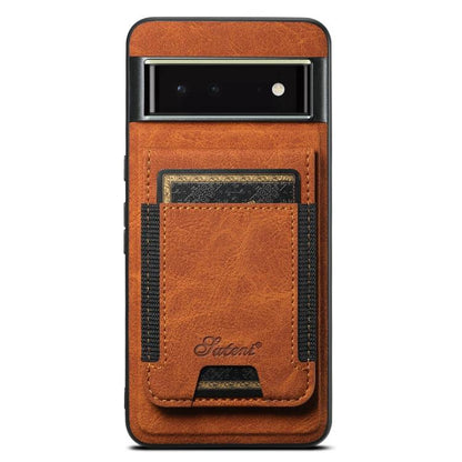 For Google Pixel 6 Suteni H17 Litchi Texture Leather Magnetic Detachable Wallet Phone Case(Khaki) by Suteni