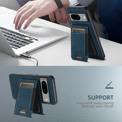 For Google Pixel 6 Suteni H17 Litchi Texture Leather Magnetic Detachable Wallet Phone Case(Blue) by Suteni