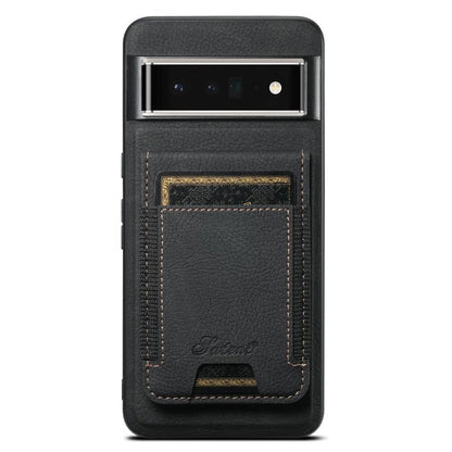 For Google Pixel 6 Pro Suteni H17 Litchi Texture Leather Magnetic Detachable Wallet Phone Case(Black) by Suteni