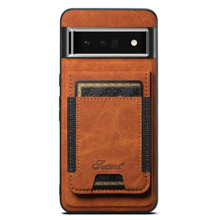 For Google Pixel 6 Pro Suteni H17 Litchi Texture Leather Magnetic Detachable Wallet Phone Case(Khaki) by Suteni