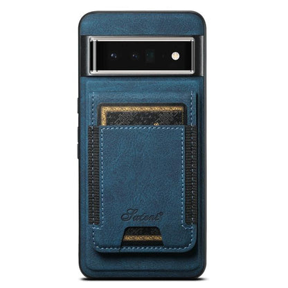For Google Pixel 6 Pro Suteni H17 Litchi Texture Leather Magnetic Detachable Wallet Phone Case(Blue) by Suteni