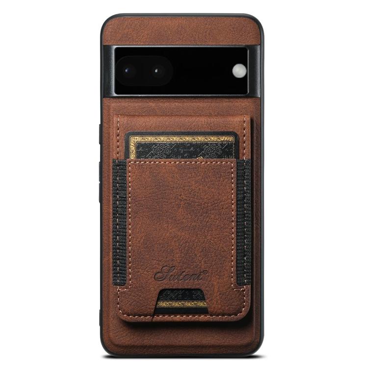 For Google Pixel 6a Suteni H17 Litchi Texture Leather Magnetic Detachable Wallet Phone Case(Brown) by Suteni