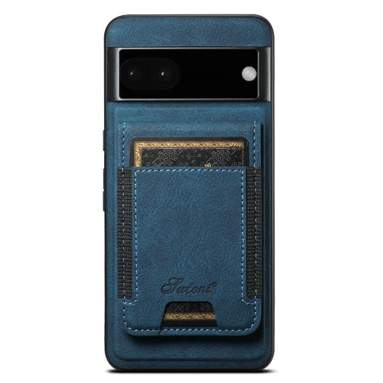 For Google Pixel 6a Suteni H17 Litchi Texture Leather Magnetic Detachable Wallet Phone Case(Blue) by Suteni
