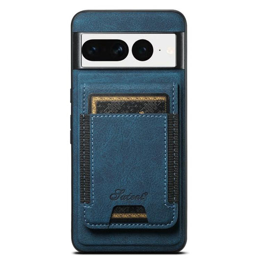 For Google Pixel 7 Suteni H17 Litchi Texture Leather Magnetic Detachable Wallet Phone Case(Blue) by Suteni