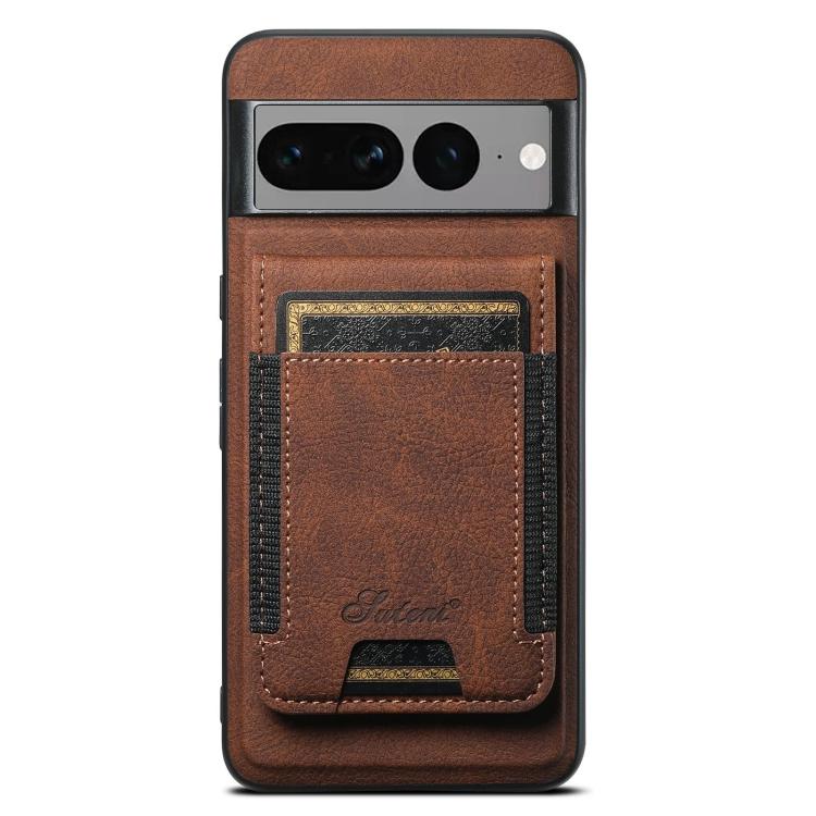 For Google Pixel 7 Pro Suteni H17 Litchi Texture Leather Magnetic Detachable Wallet Phone Case(Brown) by Suteni