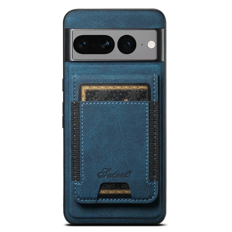 For Google Pixel 7 Pro Suteni H17 Litchi Texture Leather Magnetic Detachable Wallet Phone Case(Blue) by Suteni