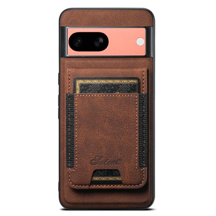 For Google Pixel 7a Suteni H17 Litchi Texture Leather Magnetic Detachable Wallet Phone Case(Brown) by Suteni