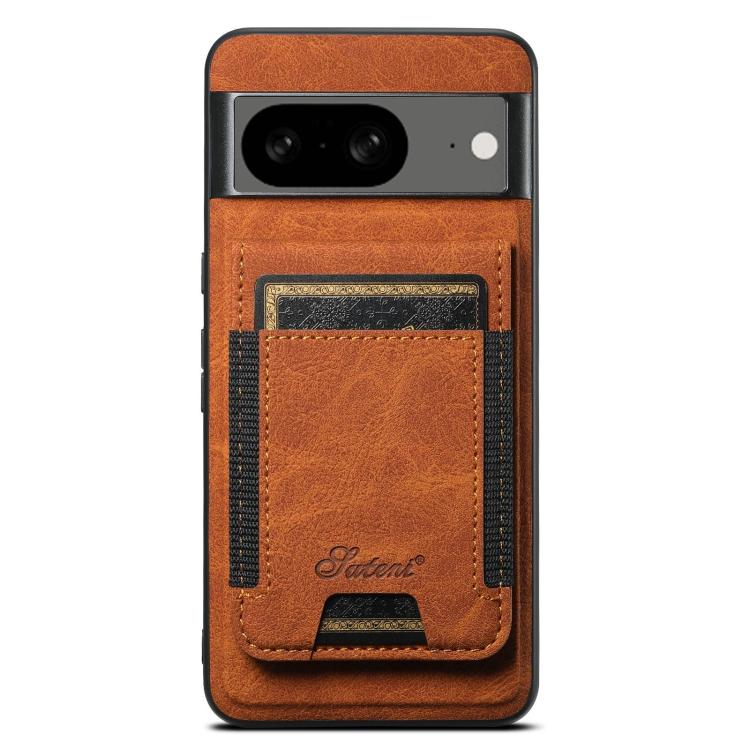 For Google Pixel 8 Suteni H17 Litchi Texture Leather Magnetic Detachable Wallet Phone Case(Khaki) by Suteni