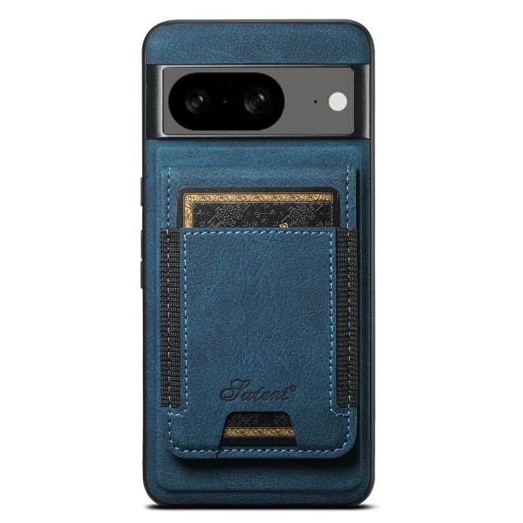 For Google Pixel 8 Suteni H17 Litchi Texture Leather Magnetic Detachable Wallet Phone Case(Blue) by Suteni