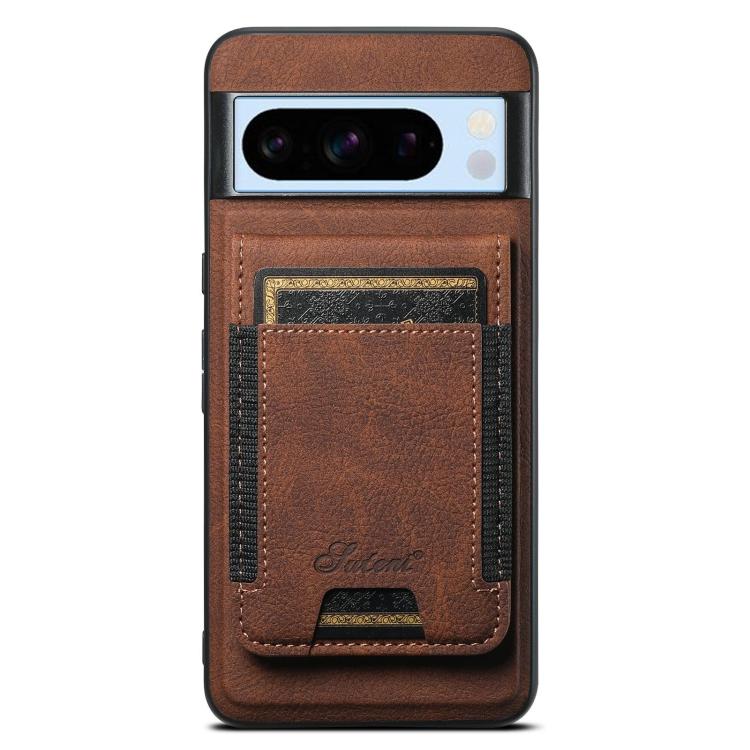 For Google Pixel 8 Pro Suteni H17 Litchi Texture Leather Magnetic Detachable Wallet Phone Case(Brown) by Suteni