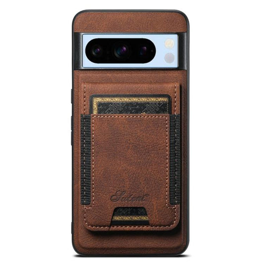For Google Pixel 8 Pro Suteni H17 Litchi Texture Leather Magnetic Detachable Wallet Phone Case(Brown) by Suteni