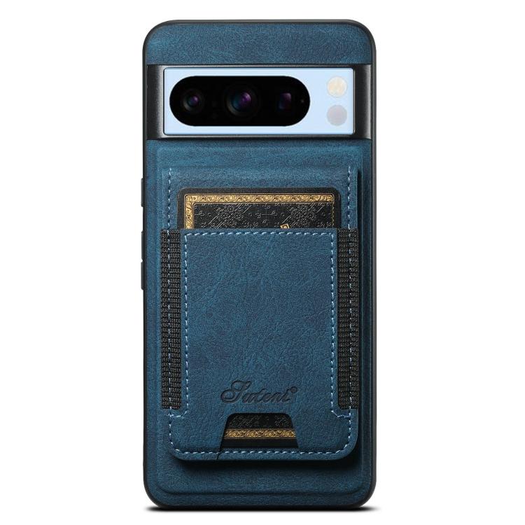For Google Pixel 8 Pro Suteni H17 Litchi Texture Leather Magnetic Detachable Wallet Phone Case(Blue) by Suteni