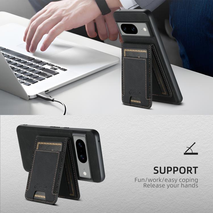 For Google Pixel 8a Suteni H17 Litchi Texture Leather Magnetic Detachable Wallet Phone Case(Black) by Suteni