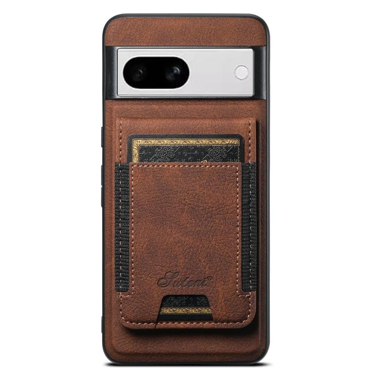 For Google Pixel 8a Suteni H17 Litchi Texture Leather Magnetic Detachable Wallet Phone Case(Brown) by Suteni