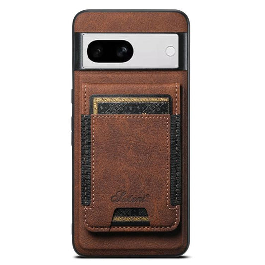 For Google Pixel 8a Suteni H17 Litchi Texture Leather Magnetic Detachable Wallet Phone Case(Brown) by Suteni
