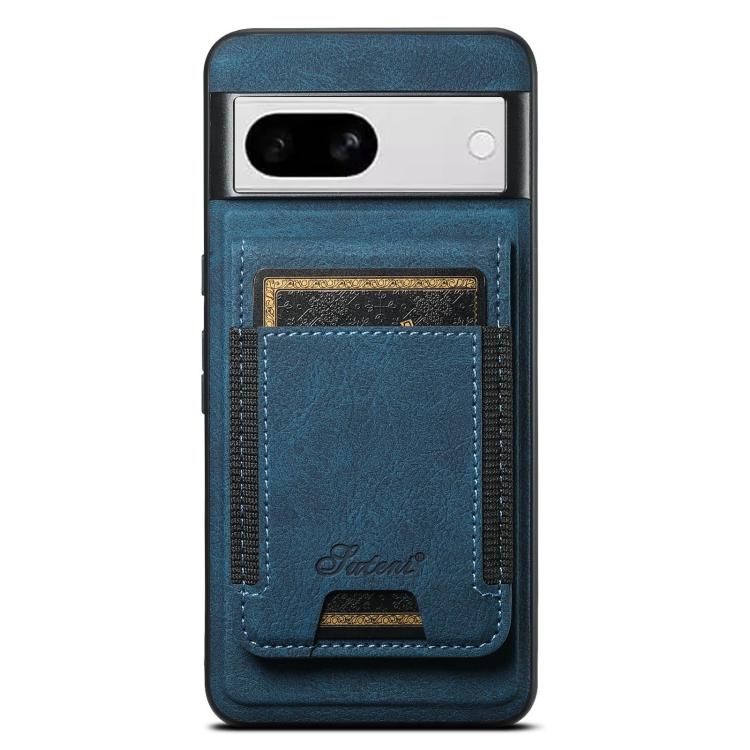 For Google Pixel 8a Suteni H17 Litchi Texture Leather Magnetic Detachable Wallet Phone Case(Blue) by Suteni