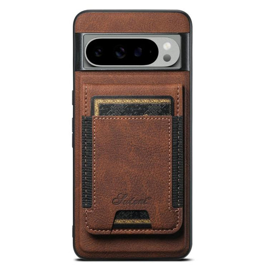 For Google Pixel 9 Suteni H17 Litchi Texture Leather Magnetic Detachable Wallet Phone Case(Brown) by Suteni