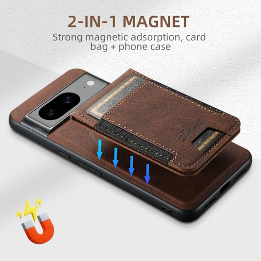 For Google Pixel 9 Pro XL Suteni H17 Litchi Texture Leather Magnetic Detachable Wallet Phone Case(Brown) by Suteni