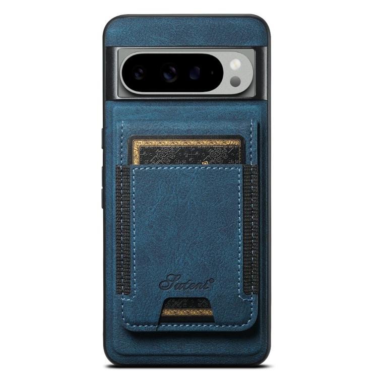 For Google Pixel 9 Pro XL Suteni H17 Litchi Texture Leather Magnetic Detachable Wallet Phone Case(Blue) by Suteni