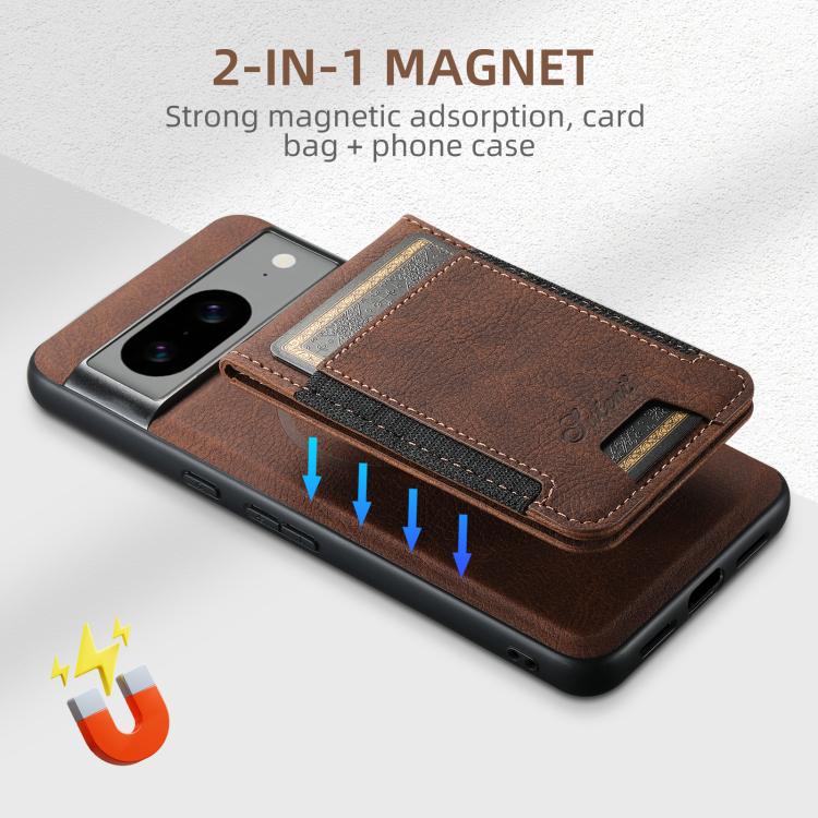 For Google Pixel 10 Suteni H17 Litchi Texture Leather Magnetic Detachable Wallet Phone Case(Brown) by Suteni