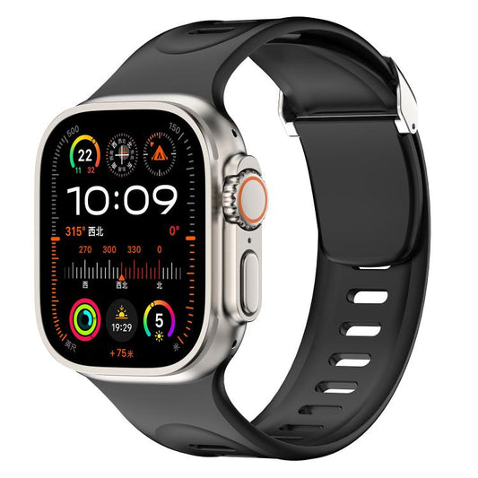 For Apple Watch 46mm / 49mm / 45mm / 44mm Explorer Silicone Watch Band(Black) by bashfashion