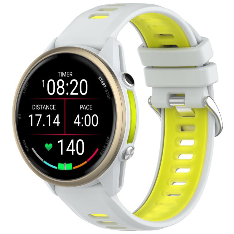 For Garmin Forerunner 970 Sports Steel Buckle Two Color Silicone Watch Band(White+Lime Green) by bashfashion