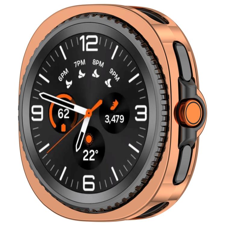 For Samsung Galaxy Watch8 Classic 46mm Half Coverage Hollow TPU Watch Protective Cover(Electroplated Rose Gold) by bashfashion