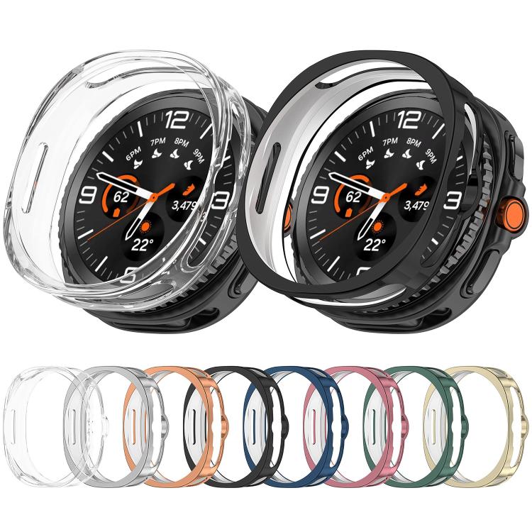 For Samsung Galaxy Watch8 Classic 46mm Half Coverage Hollow TPU Watch Protective Cover(Electroplated Silver) by bashfashion