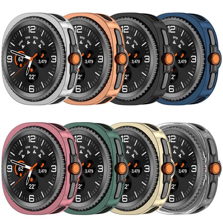 For Samsung Galaxy Watch8 Classic 46mm Half Coverage Hollow TPU Watch Protective Cover(Electroplated Black) by bashfashion