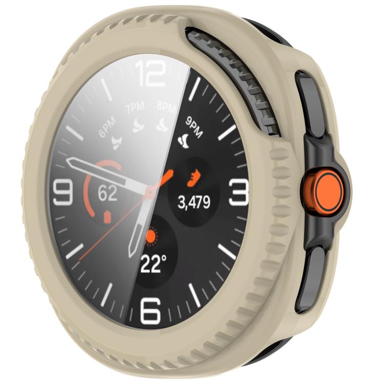 For Samsung Galaxy Watch8 Classic 46mm Tempered Film Integrated PC Watch Cover(Ivory White) by bashfashion